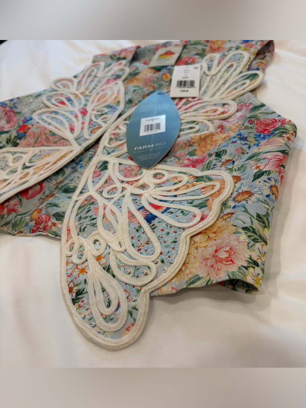 NWT Farm Rio Multicolor Rendeira 3d Euroflax Premium Linen Vest - Picture 6 of 6